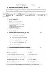 English Worksheet: simple past