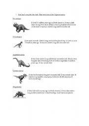 English Worksheet: Dinosaurs