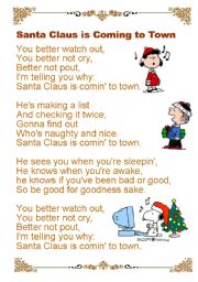 English Worksheet: Santa Claus is coming to town