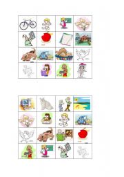 English worksheet: Verbs and Nouns Bingo Game