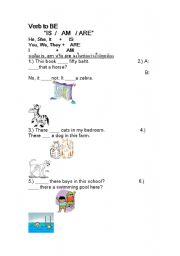 English Worksheet: verb to be for Basic English Learners