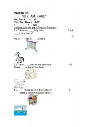 English worksheet: verb to be for Basic English Learners