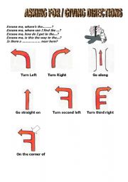 English Worksheet: Asking for and Giving Directions