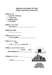 English Worksheet: Conversation lines for elementary students