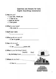 English worksheet: Conversation lines for elementary students