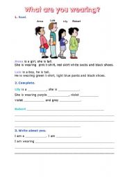 English Worksheet: Clothes description