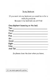 English Worksheet: Poems with a pattern