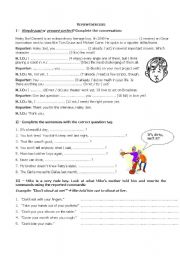 English Worksheet: Review exercises: simple past  x present perfect, tag questions, reported commands