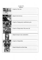 English Worksheet: In Spite Of and Despite