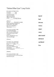 English Worksheet: Behind Blue Eyes Song Cloze