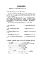 English Worksheet: simple present &present continious tense