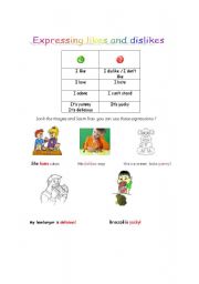 English worksheet: expressing likes & dislikes