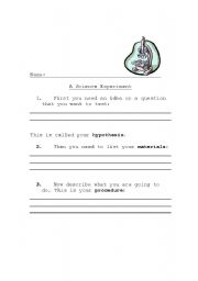 English Worksheet: A Science Experiment Template for ESL
