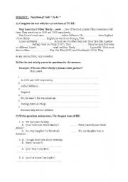 English Worksheet: past fprm of   