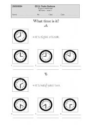 English worksheet: What time is it?