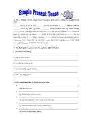 English Worksheet: Present Simple - exercises