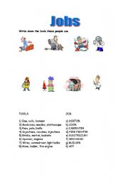 English Worksheet: Jobs and tools