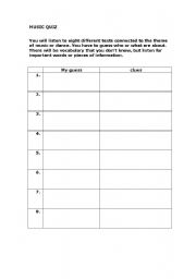 English Worksheet: MUSIC QUIZ