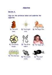 English worksheet: activity for adjectives