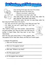 English Worksheet: two brothers and their puppies