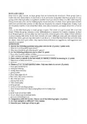 English Worksheet: Boys and girls