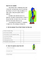 English Worksheet: peter mill