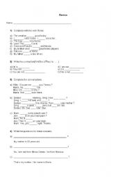 English Worksheet: Elementary exercices - Test