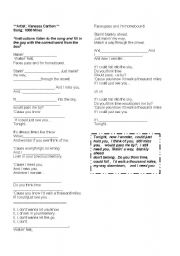 English worksheet: A THOUSAND MILES- SONGSHEET ACTIVITY