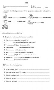 English Worksheet: Quiz: Simple Present