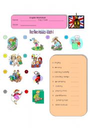 English Worksheet: Free Time Activities - Match 1