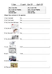 English Worksheet: I can
