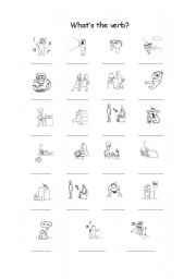 English Worksheet: Whats the verb? or What is he doing?