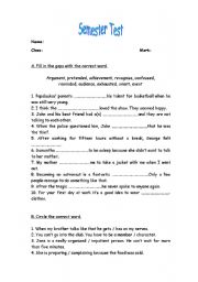 English worksheet: Vocabulary test