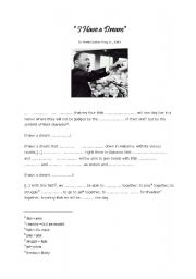 English Worksheet: Martin Luther King I have a dream