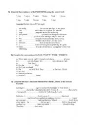 English Worksheet: simple past tense