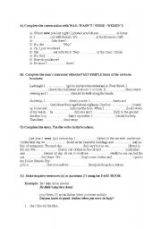 English worksheet: simple past tense