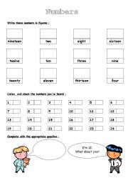 English Worksheet: Recognizing numbers / How old are you?