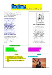English Worksheet: A Song: My Heart Will Go On (from The Titanic Film)