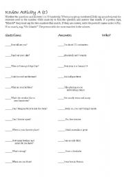 English worksheet: Question and Answer Listening game