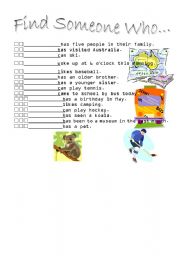 English Worksheet: Find Someonw Who (2)