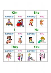 PRESENT SIMPLE AND CONTINUOUS DRILL CARDS