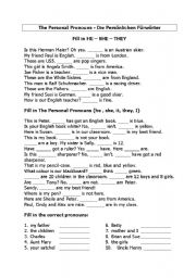 English Worksheet: Personal Pronouns