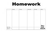 English worksheet: Homework Sheet