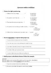 English worksheet: Grammar revision worksheet