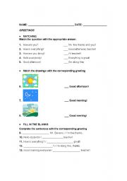 English Worksheet: GREETINGS