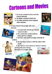 English Worksheet: Cartoons and Movies