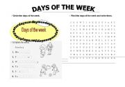 English Worksheet: weekdays