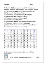 English Worksheet: suffixes