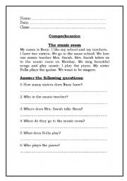 English worksheet: The Music Room