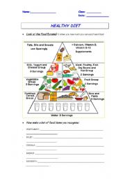 English Worksheet: The Food Pyramid